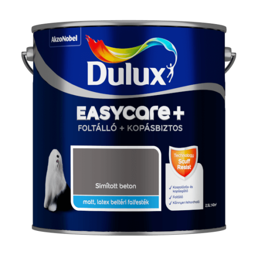 DULUX EASYCARE+ FOLTÁLLÓ+KOPÁSBIZTOS BELTÉRI FALFESTÉK 2,5L SIMÍTOTT BETON