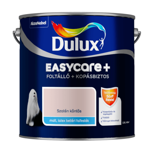 DULUX EASYCARE+ FOLTÁLLÓ+KOPÁSBIZTOS BELTÉRI FALFESTÉK 2,5L SZATÉN KÖNTÖS