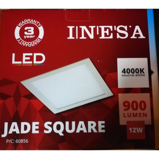 JADE LED BEÉPÍTHETŐ PANEL 12W 900LM 4000K 17×17CM SZÖGLETES FEHÉR IP20