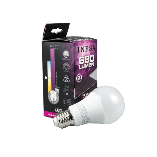 LED FÉNYFORRÁS E27 7,5W 680LM 3000K A60 180° G3