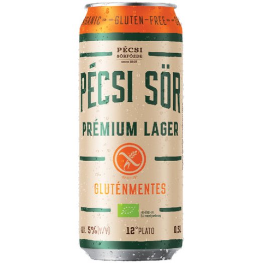Pécsi Prémium Lager dobozos gluténmentes biosör