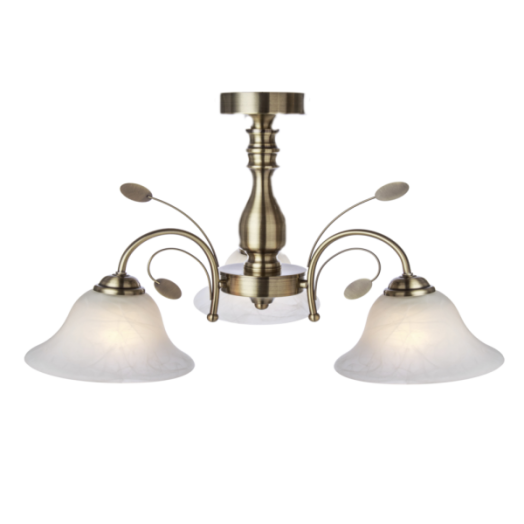 LU BRONZE MENNYEZETI LÁMPA 3*E27    60W BRONZ/ÜVEG 60*60CM