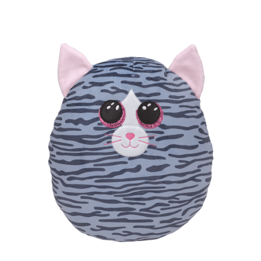TY SQUISH-A-BOOS PÁRNA ALAKÚ PLÜSS KIKI SZÜRKE MACSKA 22 CM
