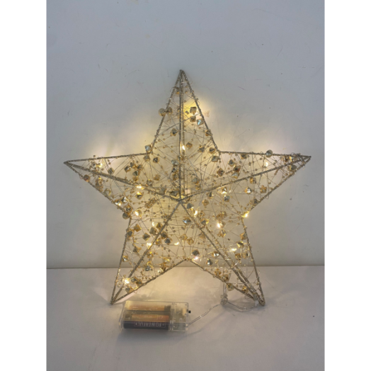 KARÁCSONYI FÉNY CSILLAG 30CM MELEG FEHÉR, 20 LED, ARANY SZÍNŰ
