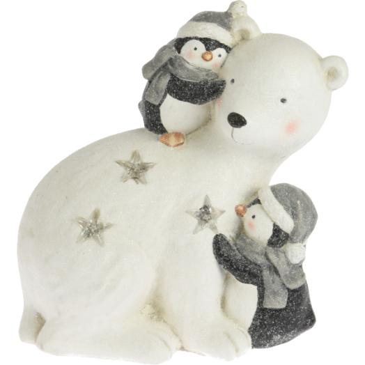 DEKOR JEGESMEDVE LEDES, 37CM POLYSTONE 2 FÉLE MODELL