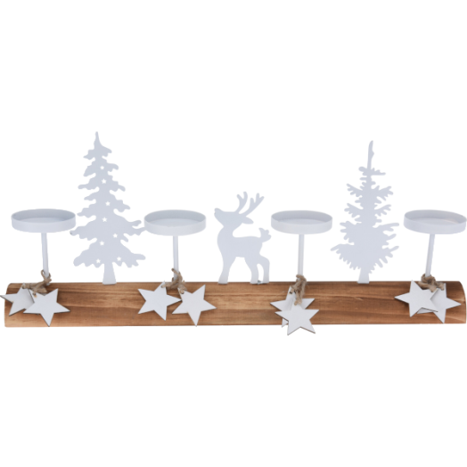 GYERTYATARTÓ ADVENTI, RÉNSZARVASOS FEHÉR