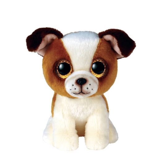 BOOS PLÜSS FIGURA HUGO, 15 CM BARNA/FEHÉR KUTYA
