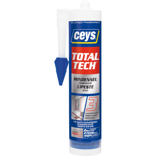 CEYS TOTAL TECH SZILIKONOS RAGASZTÓ KARTUSOS-ÁTLÁTSZÓ 290ML