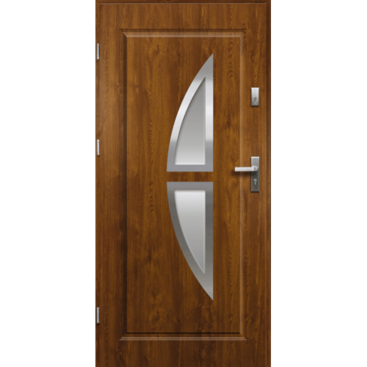 KRONOS HOMOKFÚVOTT ACÉL BEJÁRATI KÜLTÉRI AJTÓ, BALOS ARANYTÖLGY SZÍNBEN