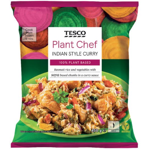 Tesco Plant Chef vegán currys készétel