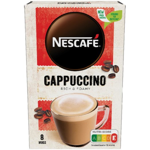 Nescafé Cappuccino vagy Latte azonnal oldódó kávéspecialitás