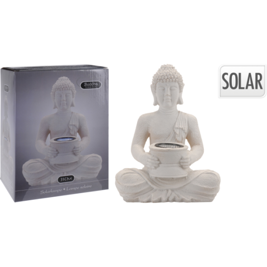SZOLÁR BUDDHA FIGURA 20X14X28CM FEHÉR