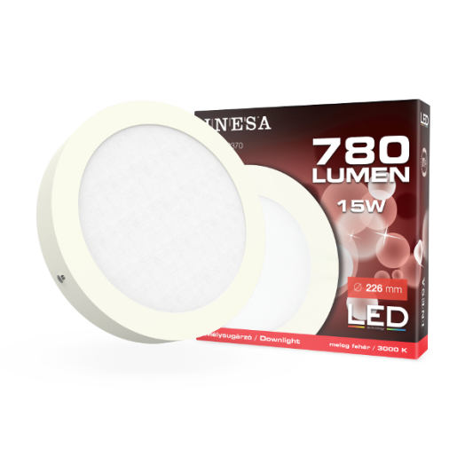 LED MENNYEZETI LÁMPA 15W, 3000K, FALON KÍVÜLI