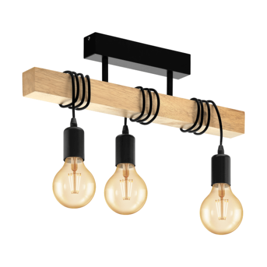 TOWNSHEND MENNY.L. E27 3X60W FEKETE / TÖLGY FÉNYF.NÉLKÜL
