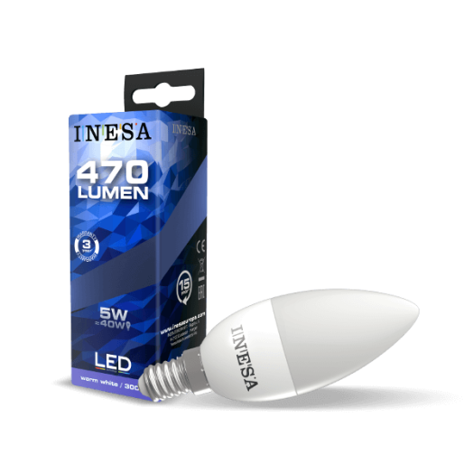 LED FÉNYFORRÁS GYERTYA E14 5W