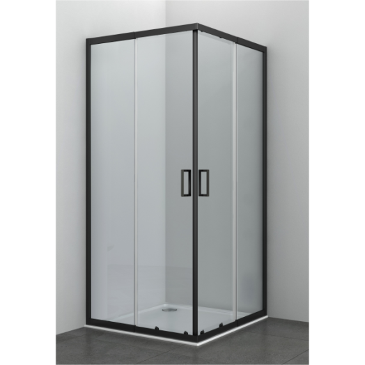 SANOTECHNIK ZUHANYKABIN 80-90X80-90X190 CM SZÖGLETES ÜVEGVASTAGSÁG 5MM VÍZTISZTA TOLÓAJTÓ FEKETE