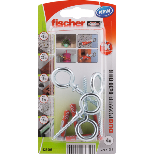 DŰBEL 6X30MM 4 DB CSAVARRAL &quot;DUOPOWER&quot; FISCHER