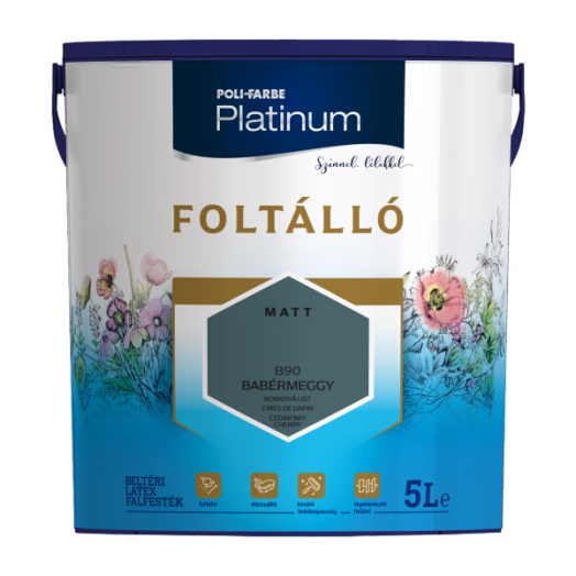 POLI-FARBE PLATINUM FOLTÁLLÓ BELTÉRI SZÍNES FALFESTÉK 5L B90 BABÉRMEGGY