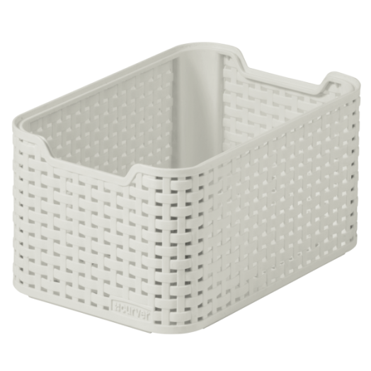 "STYLE" S RATTAN HATÁSÚ KOSÁR, KRÉMSZÍNŰ, 284X193X129MM