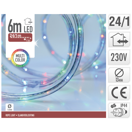 FÉNYCSŐ 6M-ES LED-ES SZÍNES, KARÁCSONYI