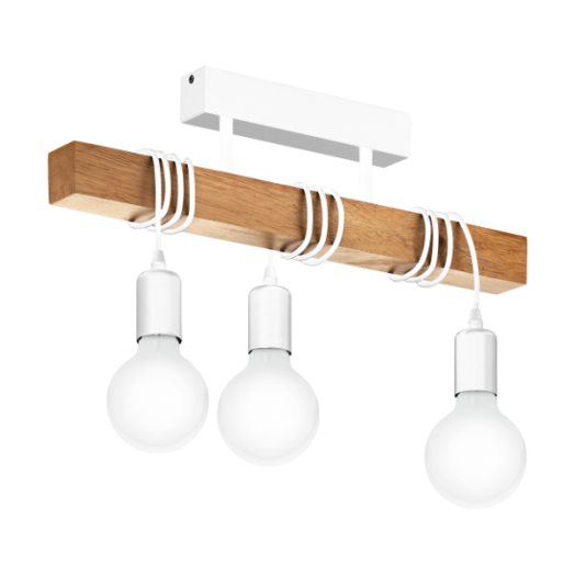 TOWNSHEND MENNYEZETI LÁMPA E27 3X60W FEHÉR / TÖLGY FÉNYFORRÁS NÉLKÜL