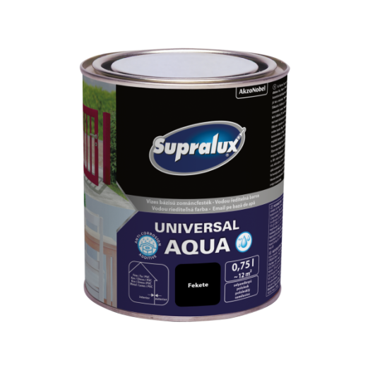SUPRALUX AQUA SELYEMFÉNYŰ ZOMÁNCFESTÉK 0,75L FEKETE