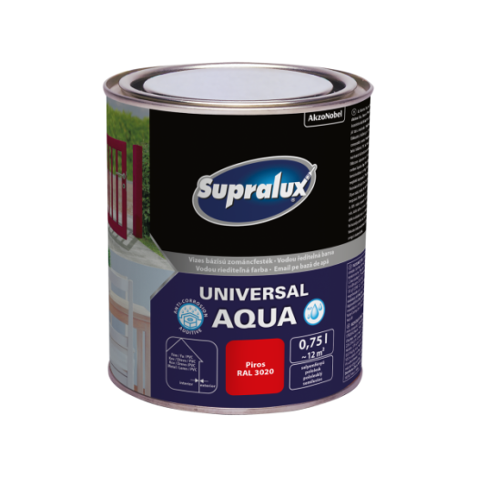 SUPRALUX AQUA SELYEMFÉNYŰ ZOMÁNCFESTÉK 0,75L PIROS
