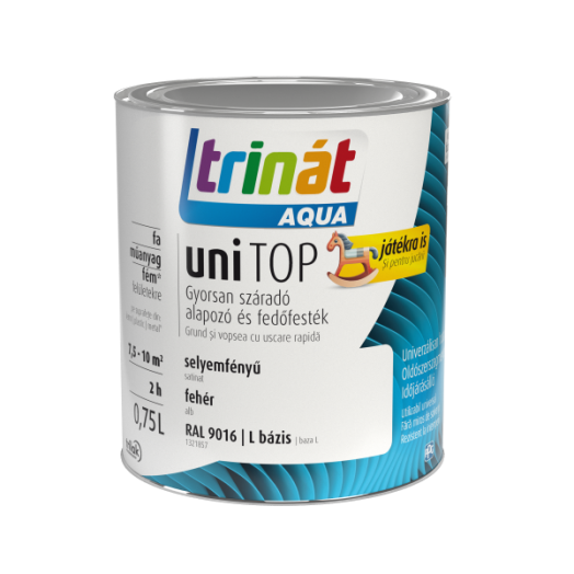 TRINÁT AQUA UNITOP SELYEMFÉNYŰ ZOMÁNC FESTÉK BÁZIS, 0,75L, FEHÉR, RAL 9016