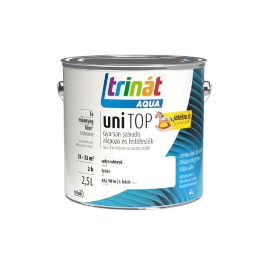 TRINÁT AQUA UNITOP SELYEMFÉNYŰ ZOMÁNC FESTÉK BÁZIS, 2,5L, FEHÉR, RAL 9016