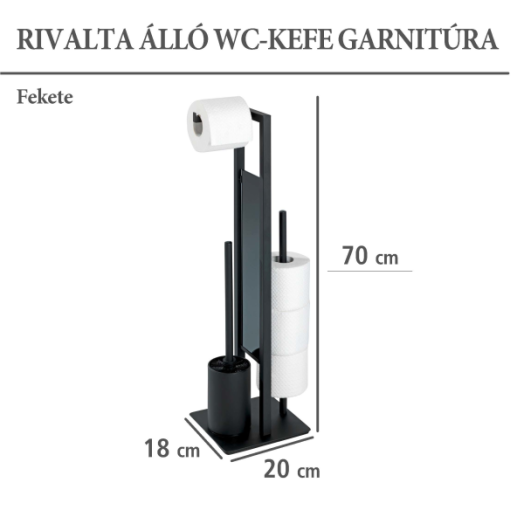 RIVALTA ÁLLÓ WC-KEFE GARNITÚRA, FEKETE
