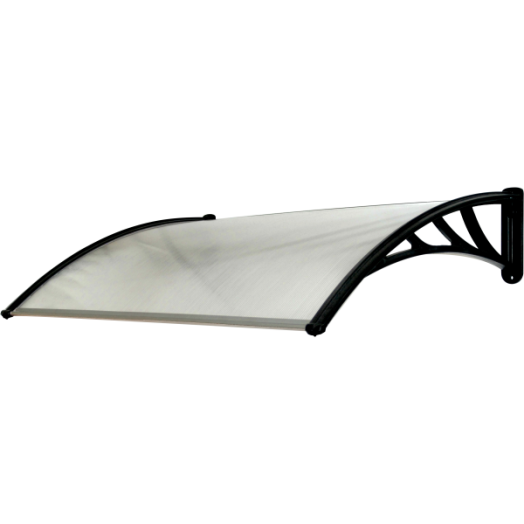 GUTTA ELŐTETŐ 120X80CM 5MM POLIKARBONÁT ÍVES FEKETE KONZOL