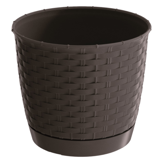 RATOLLA KEREK CSERÉP +ALJ 25CM      MŰANYAG, BARNA