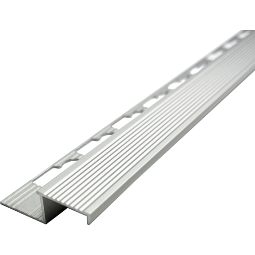 VIARPROFIL SZÖGLETES BEÉPÍTHETŐ LÉPCSŐ PROFIL ELOXÁLT ALUMÍNIUM 10MMX2,5M EZÜST
