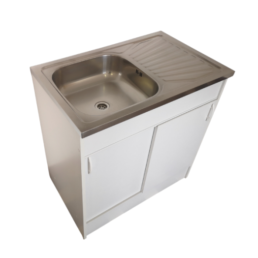 KOMPLETT MOSOGATÓS SZEKRÉNY TOLÓAJTÓS, EGYMEDENCÉS TÁLLAL 80X50CM FEHÉR