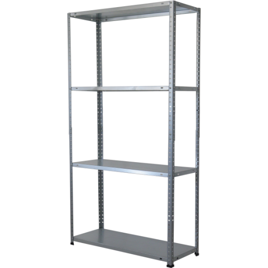 FÉMPOLC 4 ACÉL POLCCAL, HORGANYZOTT, 150X75X30CM