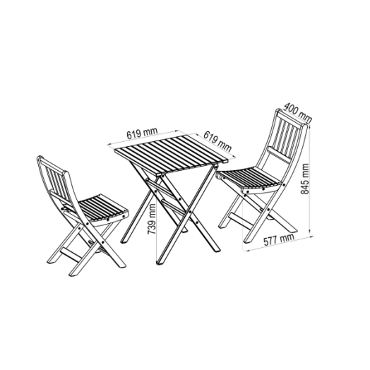 BRIGHTON KERTI ÉTKEZŐ SZETT 2SZÉK +1ASZTAL