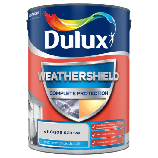 DULUX WEATHERSHIELD COMPLETE PROTECTION HOMLOKZAT FESTÉK 4,5L VILÁGOSSZÜRKE