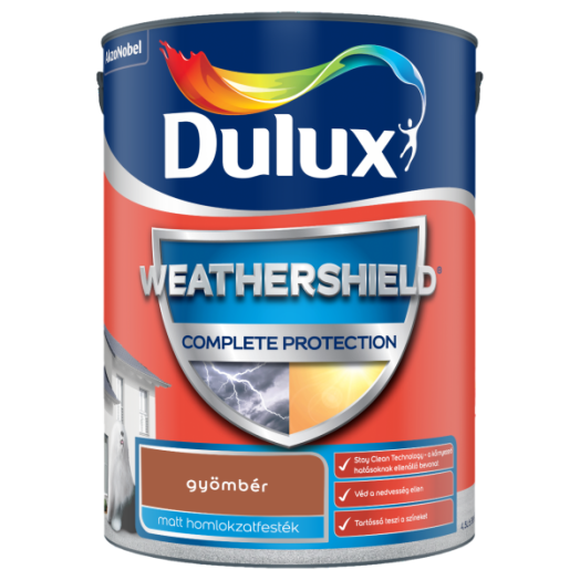 DULUX WEATHERSHIELD COMPLETE PROTECTION HOMLOKZAT FESTÉK 4,5L GYÖMBÉR