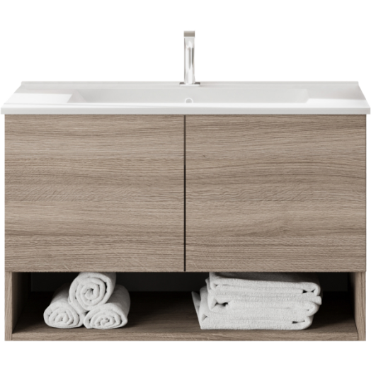 SAVINI OSLO ALSÓSZEKRÉNY MOSDÓVAL 81,5X53X46,5CM, BARNA TÖLGY SZÍNŰ, FÜGGESZTETT, 2 AJTÓ