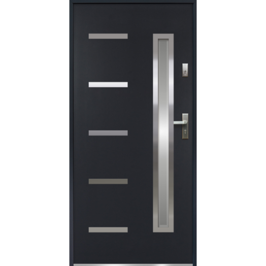 OK DOORS ACÉL BEJÁRATI KÜLTÉRI AJTÓ JUVENTUS HOMOKFÚVOTT JOBB ANTRACIT 100X207CM