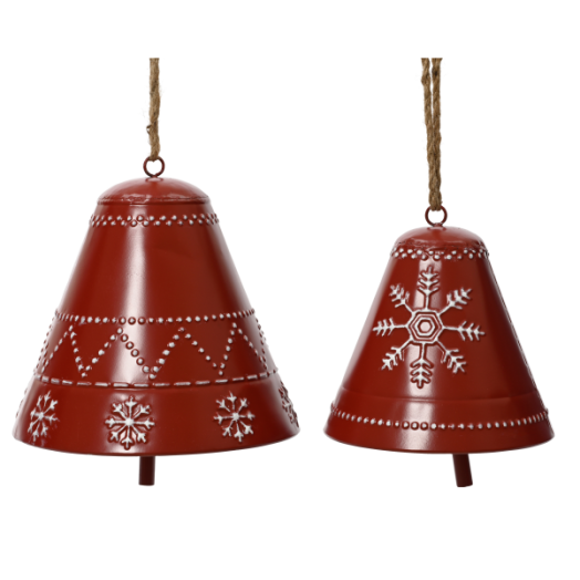 NORAND DEKOR CSENGETTYŰ FÉM PIROS 2 DARAB KÜLÖNBÖZŐ MÉRET