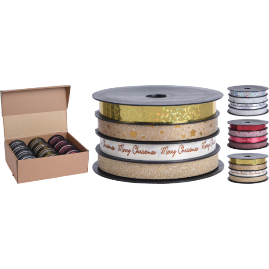 SZALAG 4X4M 3 FÉLE SZÍNBEN ARANY, EZÜST, PIROS