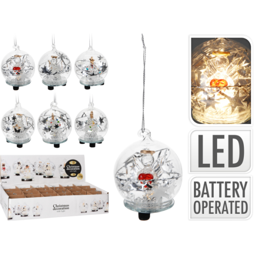 LEDES ÜVEG GÖMB 7CM TÖBB DIZÁJNBAN