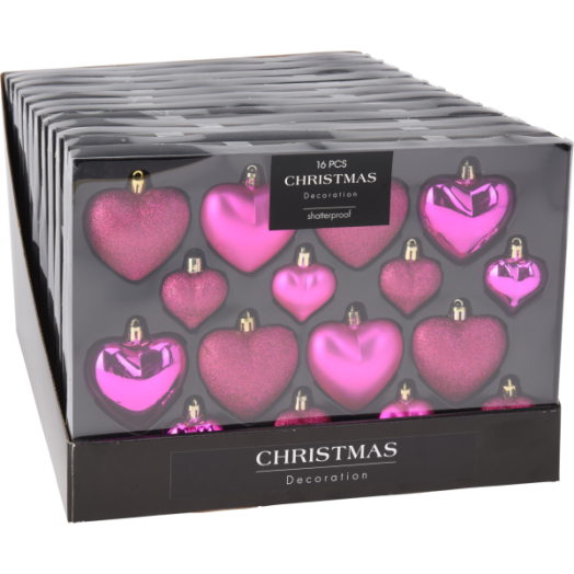 KARÁCSONYI DÍSZ SZETT FUKSZIA 16 DB