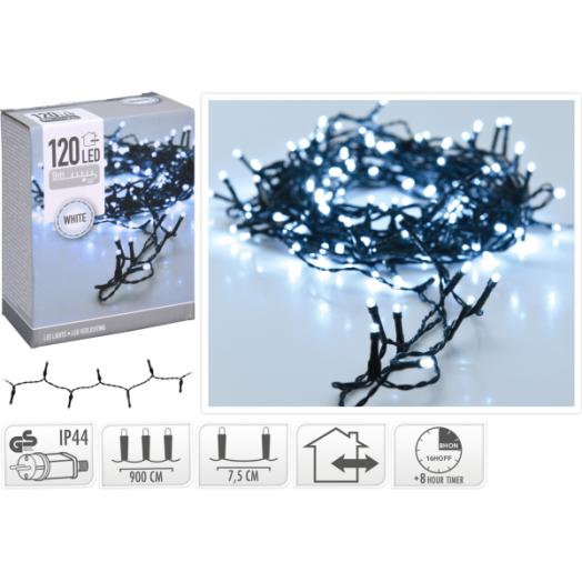 FÉNYFÜZÉR 120 LED-ES FEHÉR KÜLTÉRI 3M
