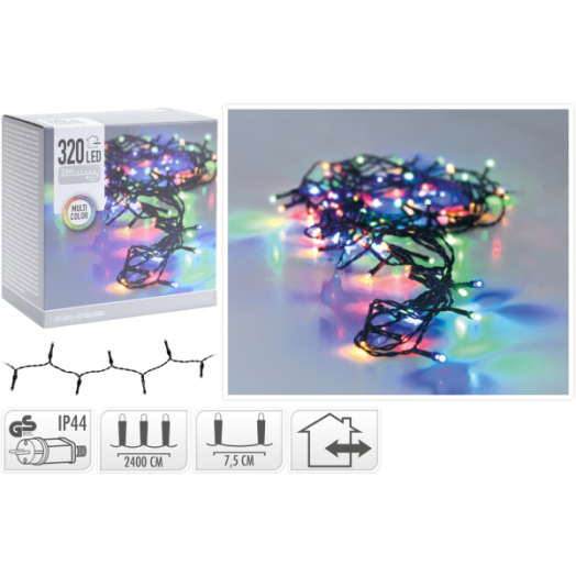 FÉNYFÜZÉR 320 LED-ES SZÍNES KÜLTÉRI 3M