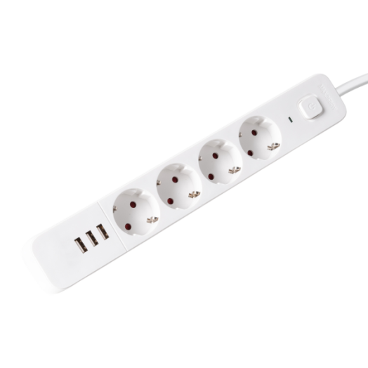 ENTAC D2 ELOSZTÓ 4 FOGLALAT KAPCSOLÓVAL 1.5M 3XUSB A 3G1.5