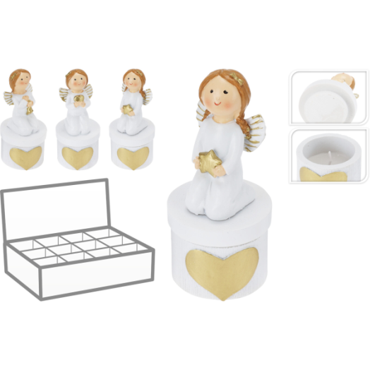 GYERTYA TARTÓBAN 12X5X5CM 3-FÉLE MODELL