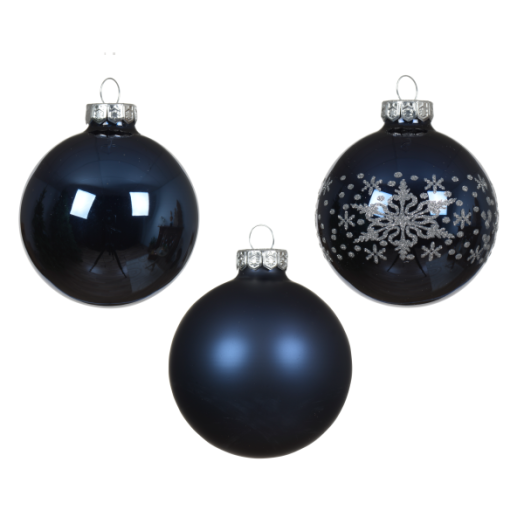 NORAND ÜVEGDÍSZ SZETT 8CM KÉK 16DB DÍSZÍTETT