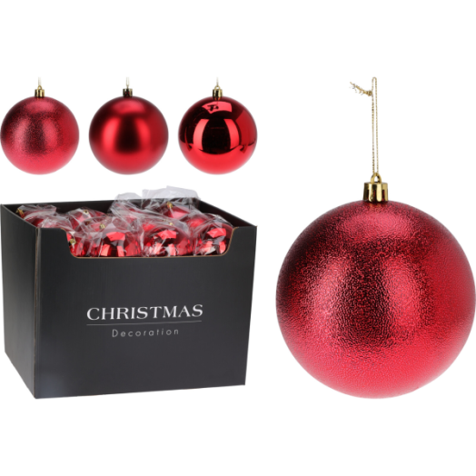 KARÁCSONYI GÖMB 10CM PIROS 3 FÉLE